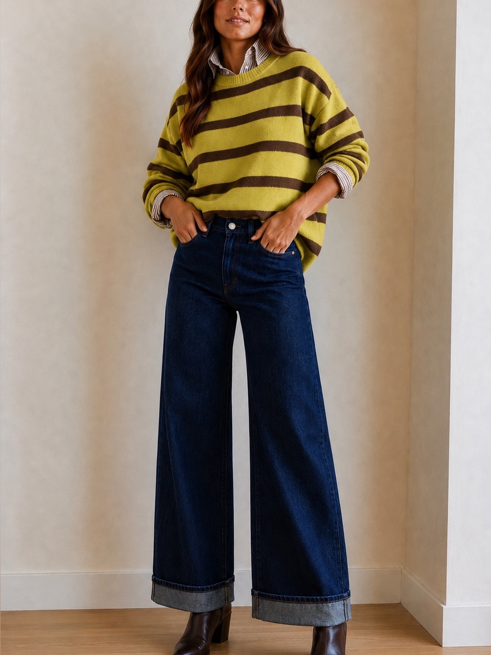 Banana Republic Dark Indigo Wide-Leg High-Rise Jeans